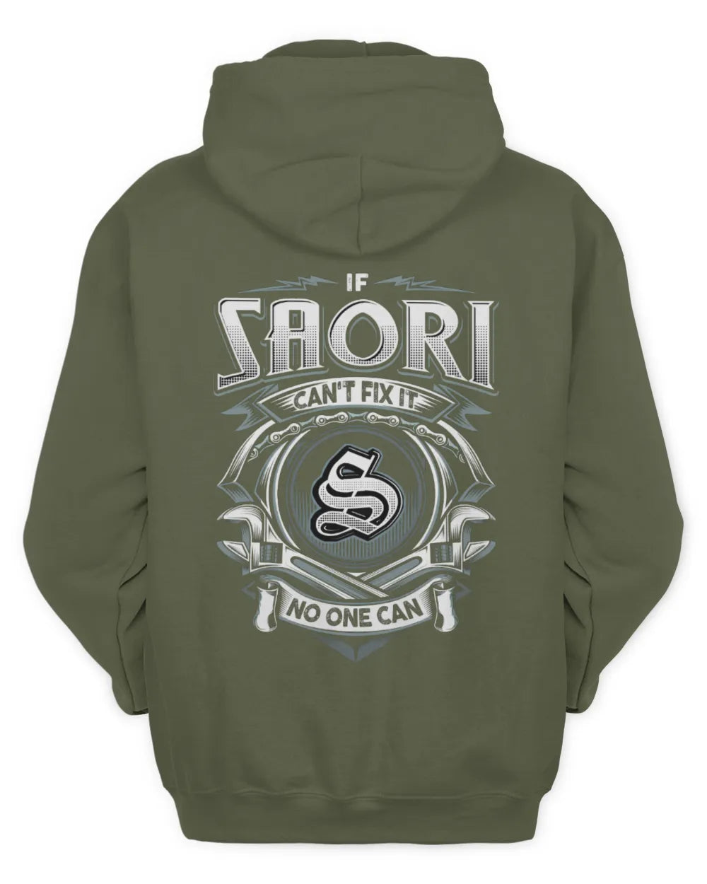 SAORI AP81-K4-626 - Personalized Ahmed Quote Apparel “If Ahmed Can't Fix It, No One Can” - Unisex Hoodie - Military Green
