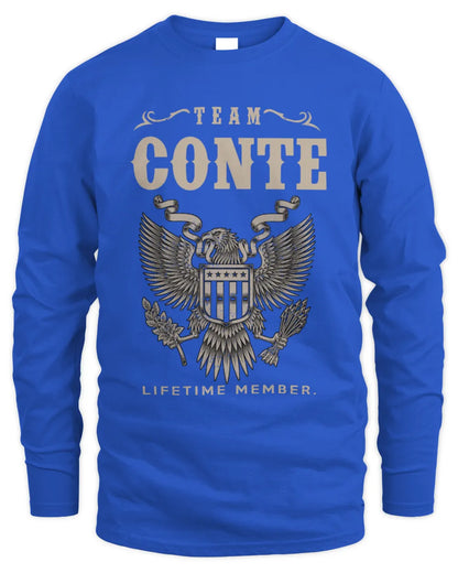 CONTE TP06-K82 – Personalized Classic Style Apparel “Team NAME Lifetime Member” - Men's Long Sleeved T-Shirt - Royal