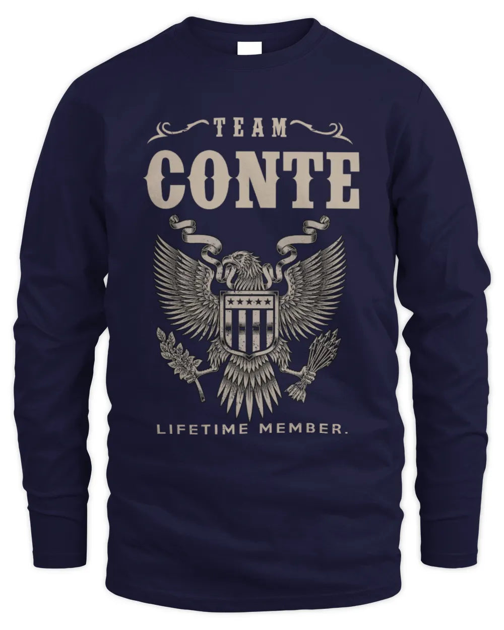 CONTE TP06-K82 – Personalized Classic Style Apparel “Team NAME Lifetime Member” - Men's Long Sleeved T-Shirt - Navy