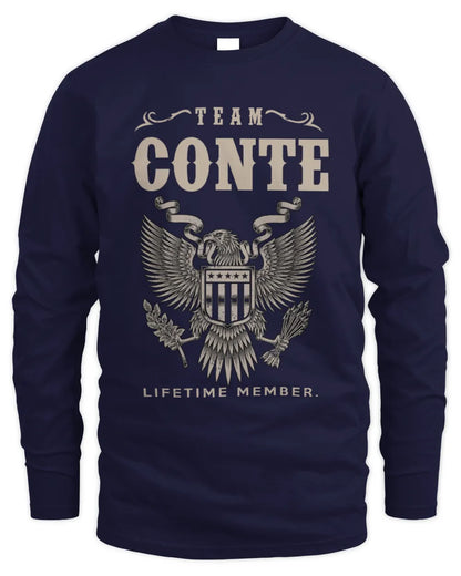 CONTE TP06-K82 – Personalized Classic Style Apparel “Team NAME Lifetime Member” - Men's Long Sleeved T-Shirt - Navy