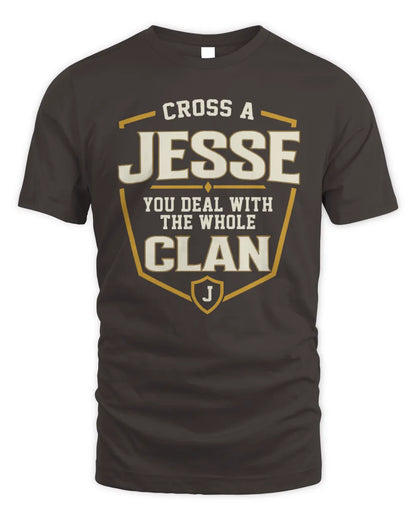 JESSE NT1-K008 Cross A/An NAME, You Deal With the Whole Clan | Personalized Vintage T-Shirt - Unisex Standard T-Shirt - Dark Chocolate