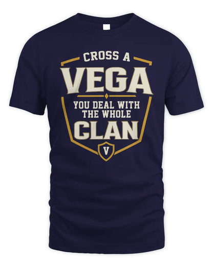 VEGA NT1-K008 Cross A/An NAME, You Deal With the Whole Clan | Personalized Vintage T-Shirt - Unisex Standard T-Shirt - Navy