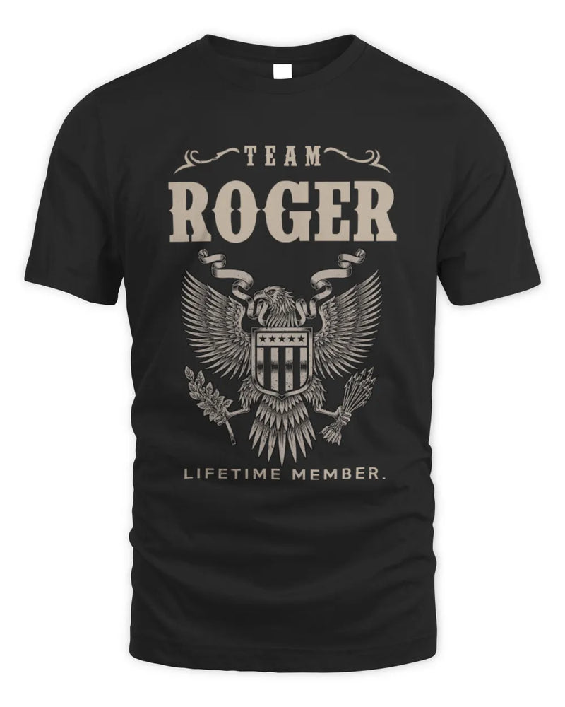 ROGER TP06-K82 – Personalized Classic Style Apparel “Team NAME Lifetime Member” - Unisex Standard T-Shirt - Black
