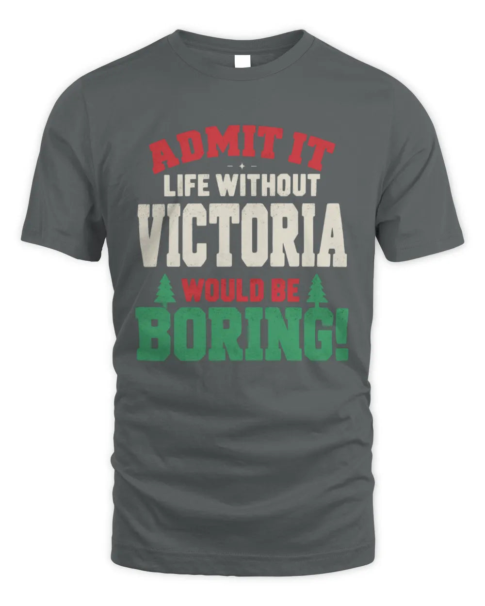 VICTORIA P5 TH08 Christmas T-Shirt – “Life Without NAME Would Be Boring” - Unisex Standard T-Shirt - Charcoal