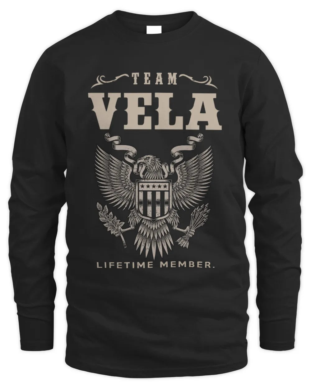 VELA TP06-K82 – Personalized Classic Style Apparel “Team NAME Lifetime Member” - Men's Long Sleeved T-Shirt - Black