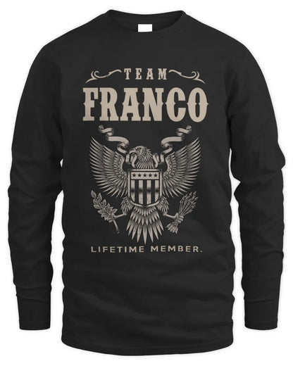 FRANCO TP06-K82 – Personalized Classic Style Apparel “Team NAME Lifetime Member” - Men's Long Sleeved T-Shirt - Black