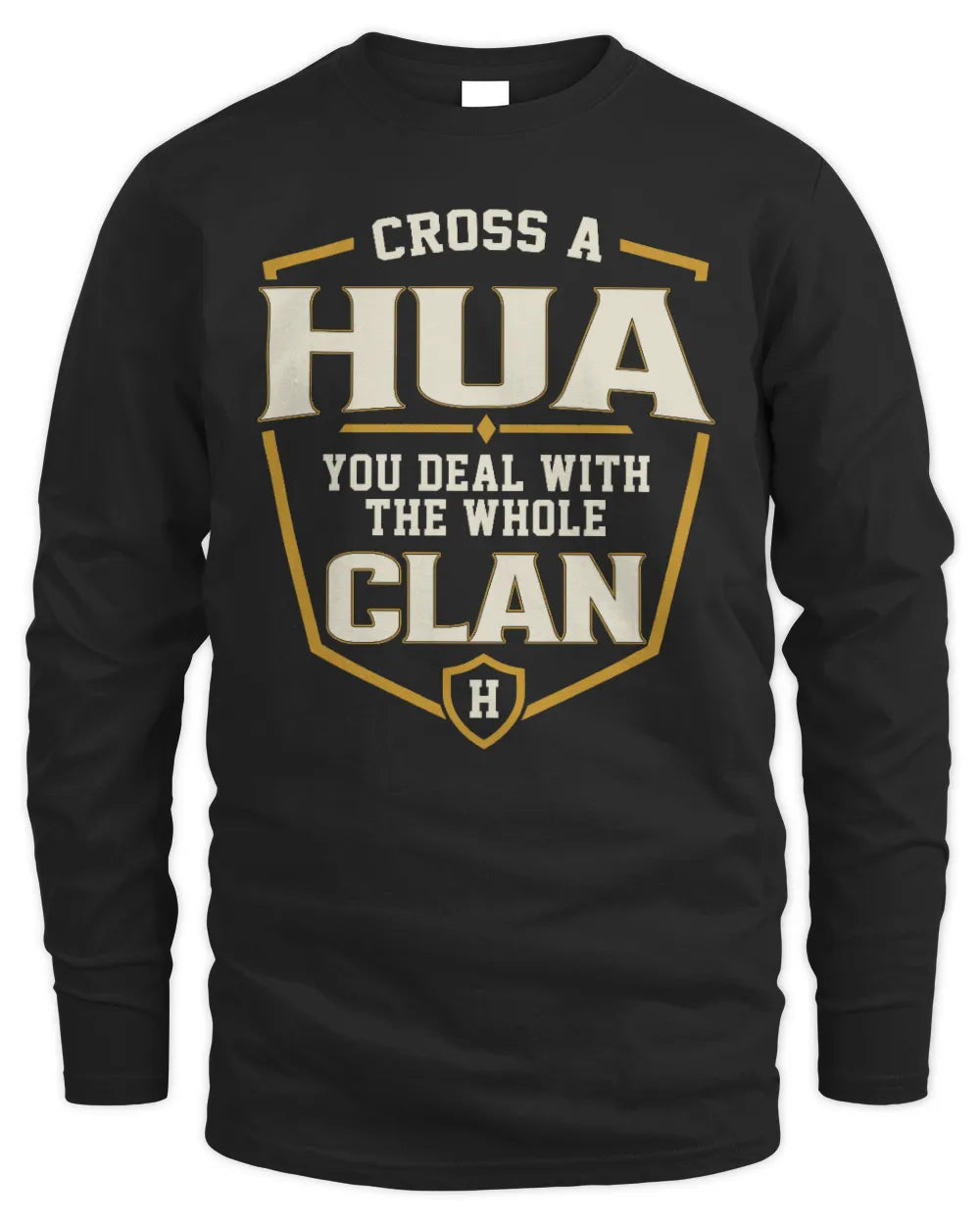 HUA NT1-K008 Cross A/An NAME, You Deal With the Whole Clan | Personalized Vintage T-Shirt - Men's Long Sleeved T-Shirt - Black