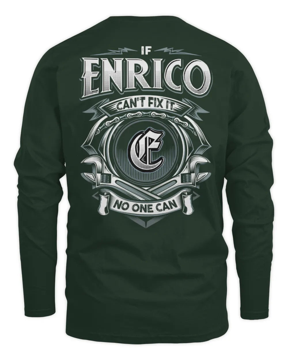 ENRICO AP81-K4-626 - Personalized Ahmed Quote Apparel “If Ahmed Can't Fix It, No One Can” - Men's Long Sleeved T-Shirt - Forest Green