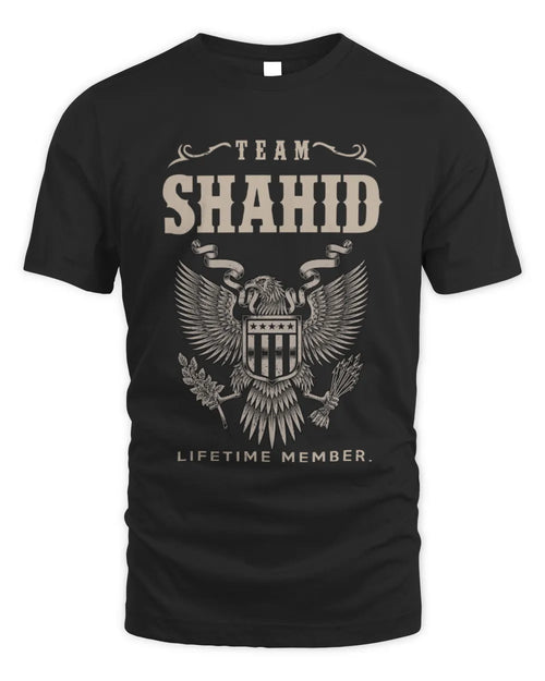 SHAHID TP06-K82 – Personalized Classic Style Apparel “Team NAME Lifetime Member” - Unisex Standard T-Shirt - Black