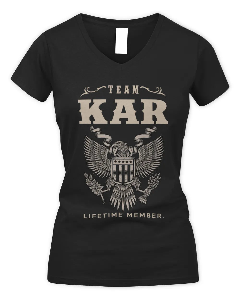 KAR TP06-K82 – Personalized Classic Style Apparel “Team NAME Lifetime Member” - Women's V-Neck T-Shirt - Black