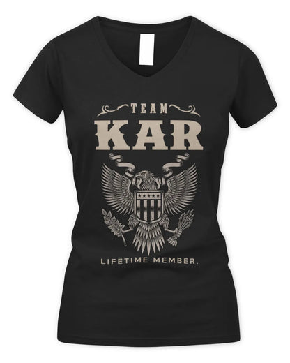 KAR TP06-K82 – Personalized Classic Style Apparel “Team NAME Lifetime Member” - Women's V-Neck T-Shirt - Black