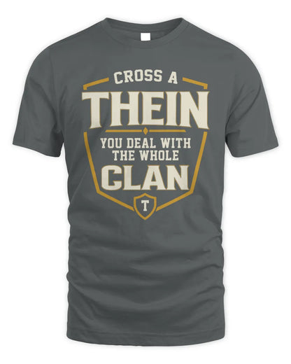 THEIN NT1-K008 Cross A/An NAME, You Deal With the Whole Clan | Personalized Vintage T-Shirt - Unisex Standard T-Shirt - Charcoal