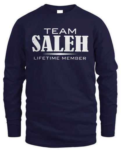 SALEH BL62-K4-128 - Personalized “Team NAME Lifetime Member” - Men's Long Sleeved T-Shirt - Navy