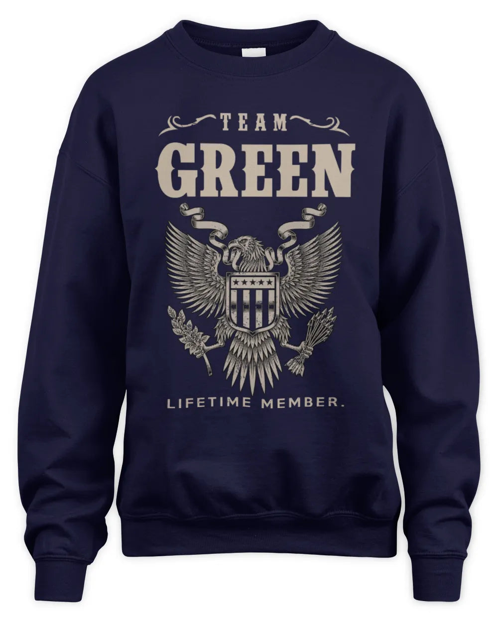 GREEN TP06-K82 – Personalized Classic Style Apparel “Team NAME Lifetime Member” - Unisex Sweatshirt - Navy