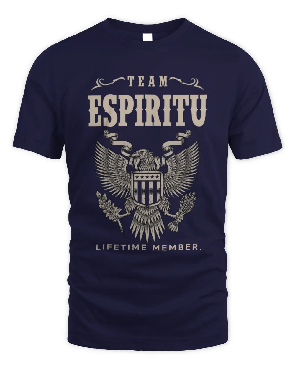 ESPIRITU TP06-K82 – Personalized Classic Style Apparel “Team NAME Lifetime Member” - Unisex Standard T-Shirt - Navy