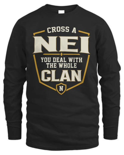 NEI NT1-K008 Cross A/An NAME, You Deal With the Whole Clan | Personalized Vintage T-Shirt - Men's Long Sleeved T-Shirt - Black