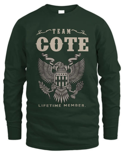 COTE TP06-K82 – Personalized Classic Style Apparel “Team NAME Lifetime Member” - Men's Long Sleeved T-Shirt - Forest Green