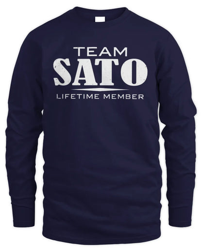 SATO BL62-K4-128 - Personalized “Team NAME Lifetime Member” - Men's Long Sleeved T-Shirt - Navy