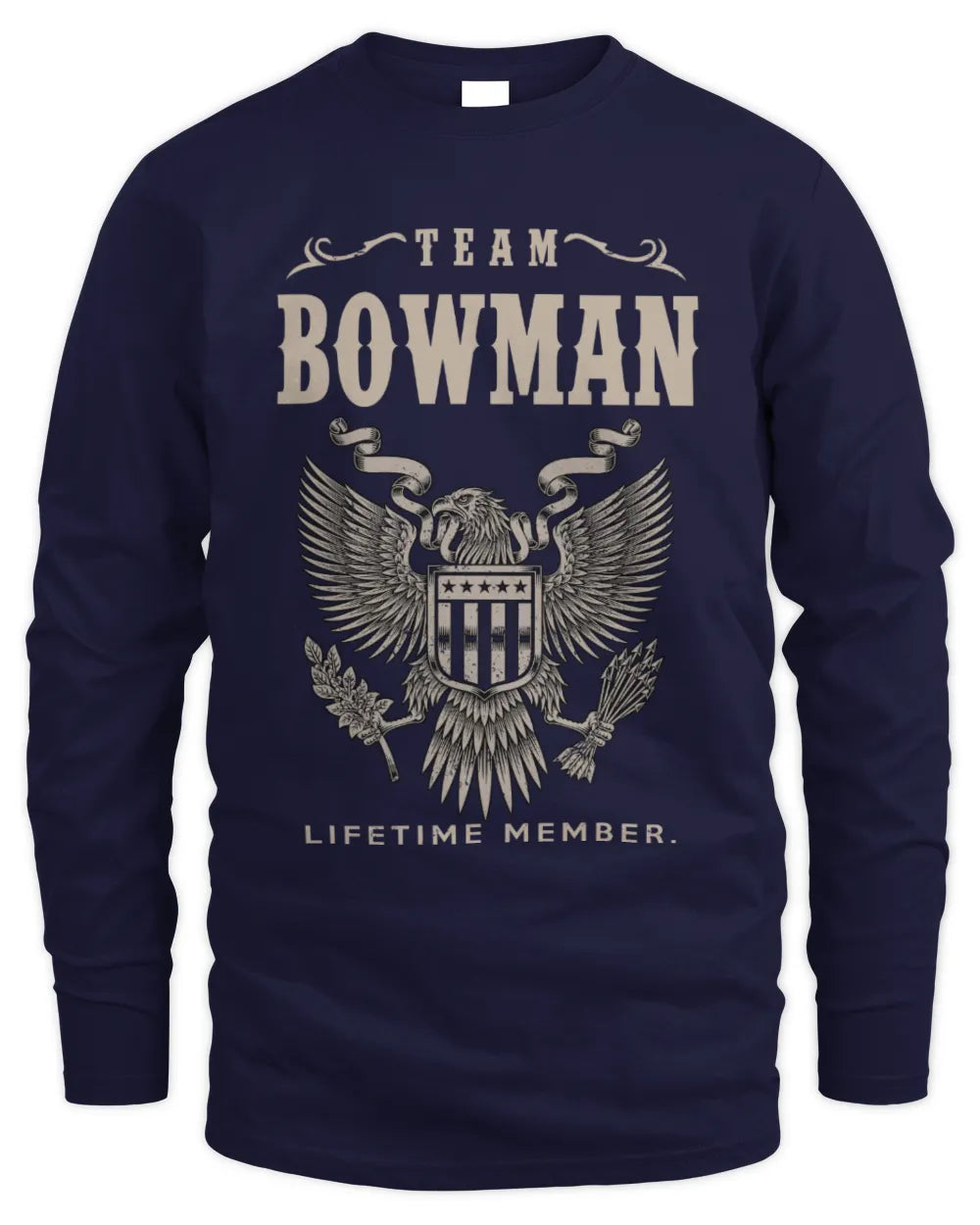 BOWMAN TP06-K82 – Personalized Classic Style Apparel “Team NAME Lifetime Member” - Men's Long Sleeved T-Shirt - Navy