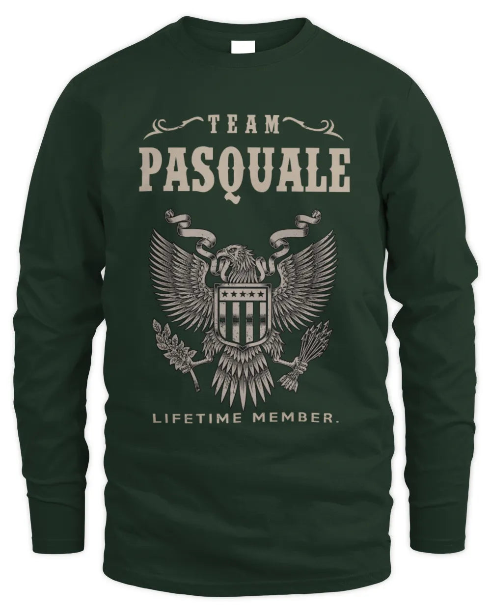 PASQUALE TP06-K82 – Personalized Classic Style Apparel “Team NAME Lifetime Member” - Men's Long Sleeved T-Shirt - Forest Green