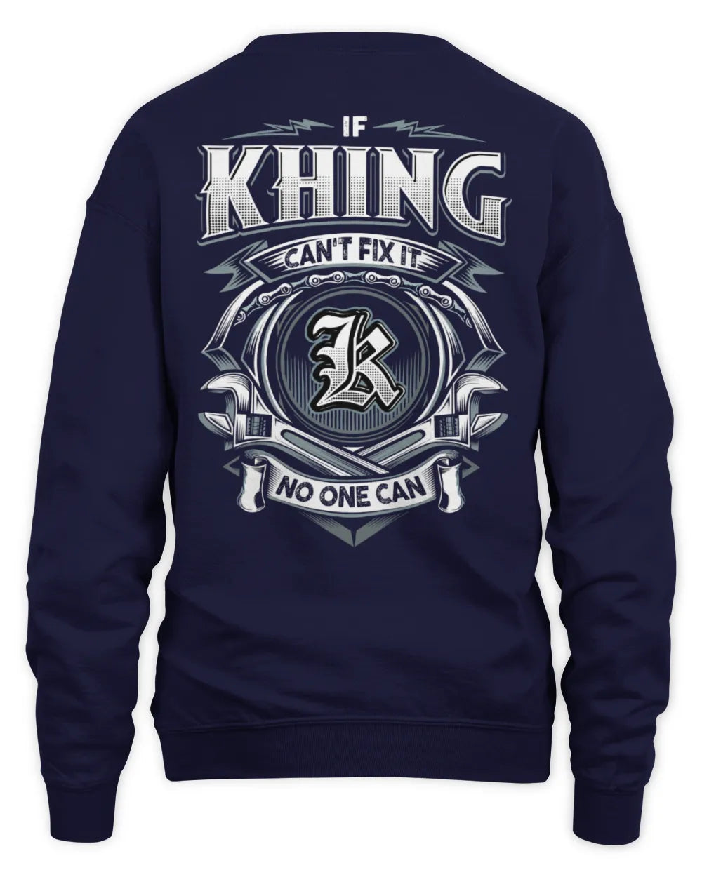 KHING AP81-K4-626 - Personalized Ahmed Quote Apparel “If Ahmed Can't Fix It, No One Can” - Unisex Sweatshirt - Navy