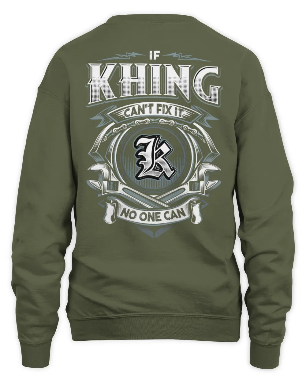 KHING AP81-K4-626 - Personalized Ahmed Quote Apparel “If Ahmed Can't Fix It, No One Can” - Unisex Sweatshirt - Military Green