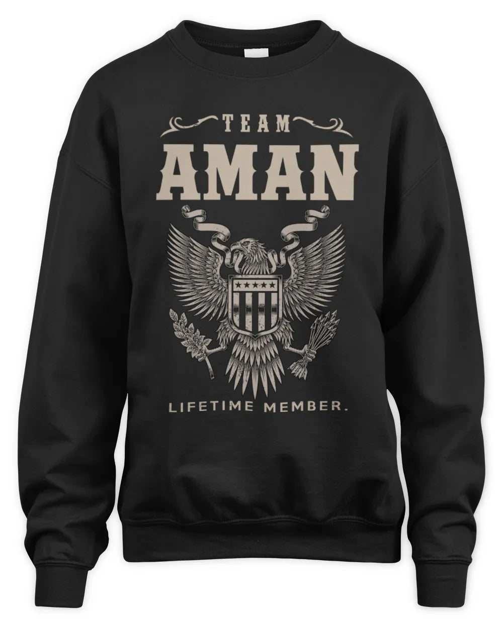AMAN TP06-K82 – Personalized Classic Style Apparel “Team NAME Lifetime Member” - Unisex Sweatshirt - Black