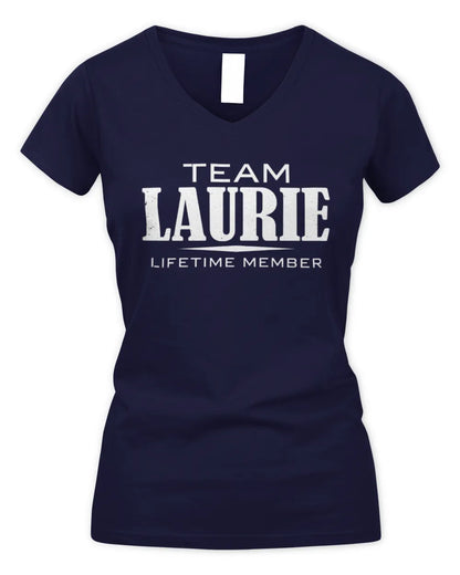LAURIE BL62-K4-128 - Personalized “Team NAME Lifetime Member” - Women's V-Neck T-Shirt - Navy