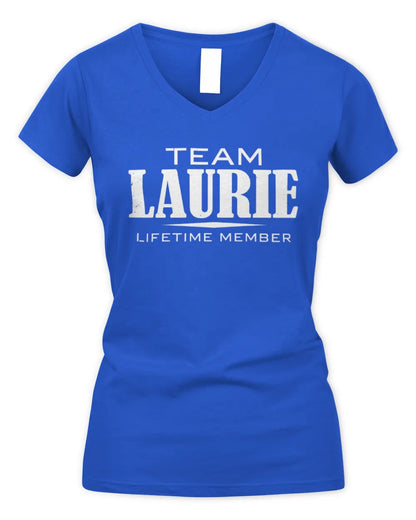 LAURIE BL62-K4-128 - Personalized “Team NAME Lifetime Member” - Women's V-Neck T-Shirt - Royal