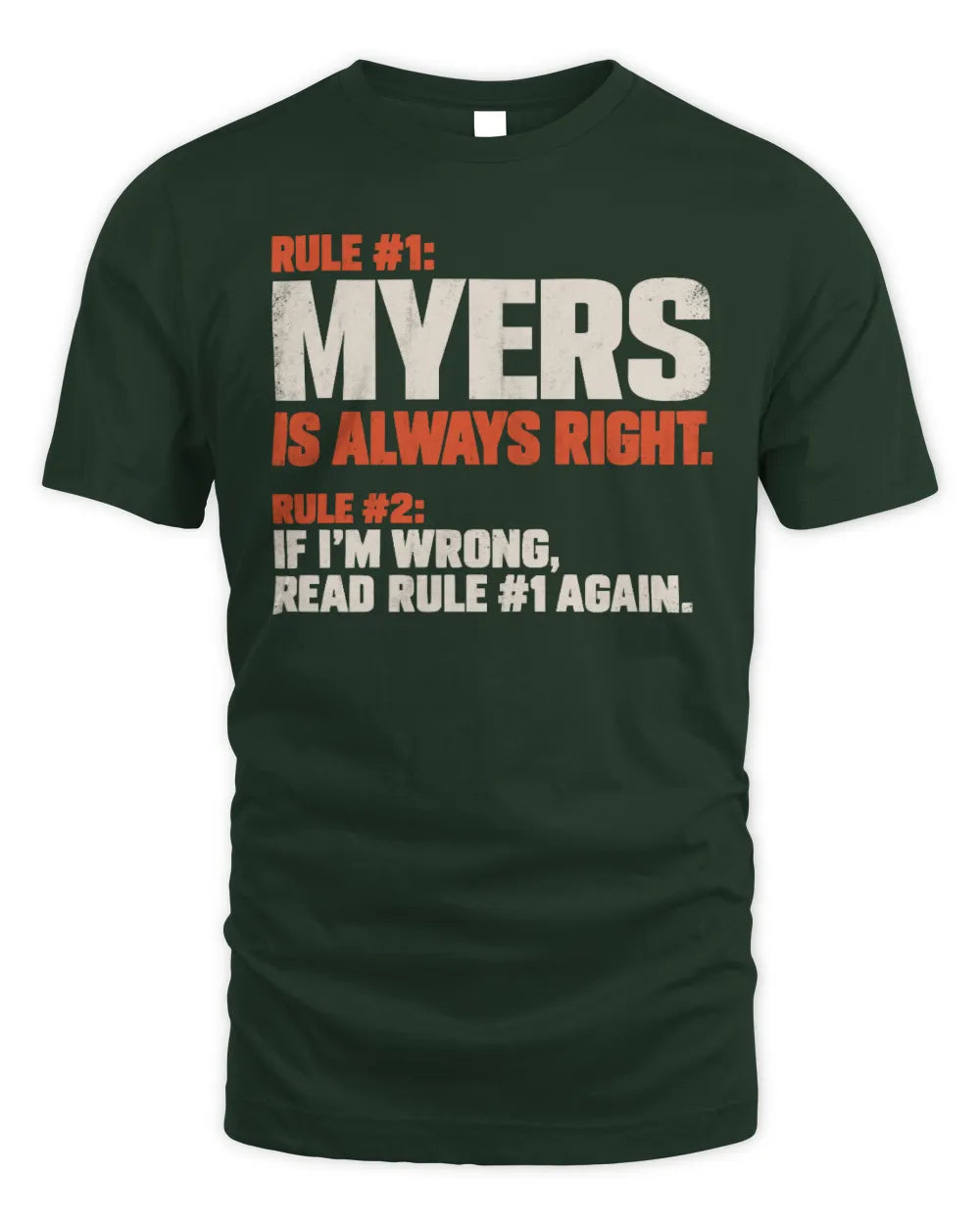 MYERS NP1-H006 
Always Right Personalized Name T-Shirt – Funny Custom Name Shirt - Unisex Standard T-Shirt - Forest Green