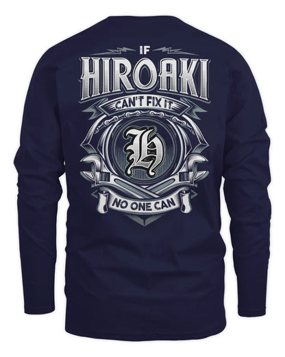 HIROAKI AP81-K4-626 - Personalized Ahmed Quote Apparel “If Ahmed Can't Fix It, No One Can” - Men's Long Sleeved T-Shirt - Navy