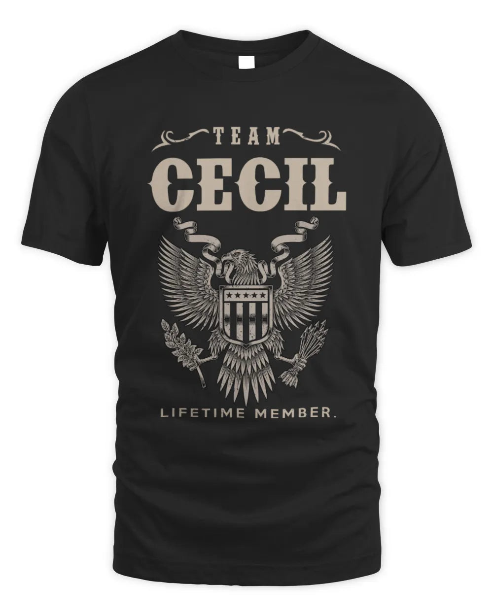CECIL TP06-K82 – Personalized Classic Style Apparel “Team NAME Lifetime Member” - Unisex Standard T-Shirt - Black