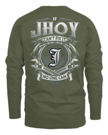 JHOY AP81-K4-626 - Personalized Ahmed Quote Apparel “If Ahmed Can't Fix It, No One Can” - Men's Long Sleeved T-Shirt - Military Green