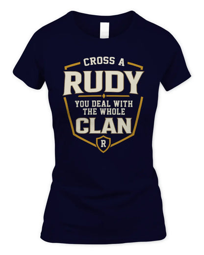 RUDY NT1-K008 Cross A/An NAME, You Deal With the Whole Clan | Personalized Vintage T-Shirt - Women's Standard T-Shirt - Navy