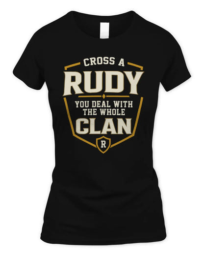RUDY NT1-K008 Cross A/An NAME, You Deal With the Whole Clan | Personalized Vintage T-Shirt - Women's Standard T-Shirt - Black