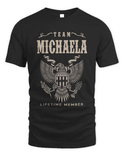 MICHAELA TP06-K82 – Personalized Classic Style Apparel “Team NAME Lifetime Member” - Unisex Standard T-Shirt - Black