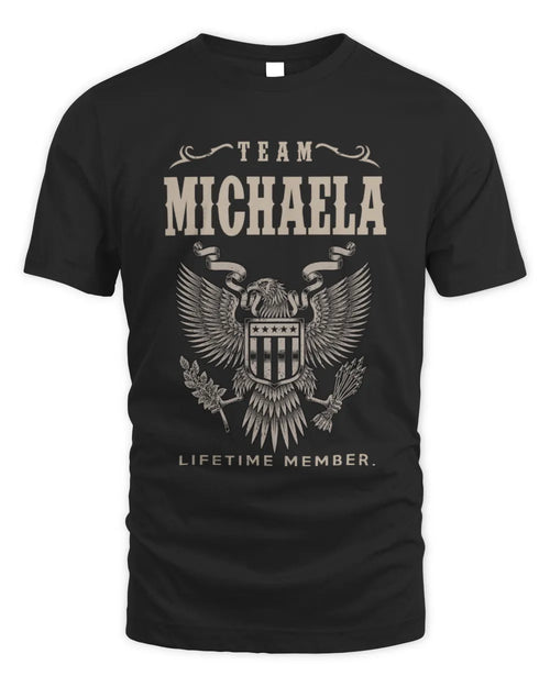 MICHAELA TP06-K82 – Personalized Classic Style Apparel “Team NAME Lifetime Member” - Unisex Standard T-Shirt - Black
