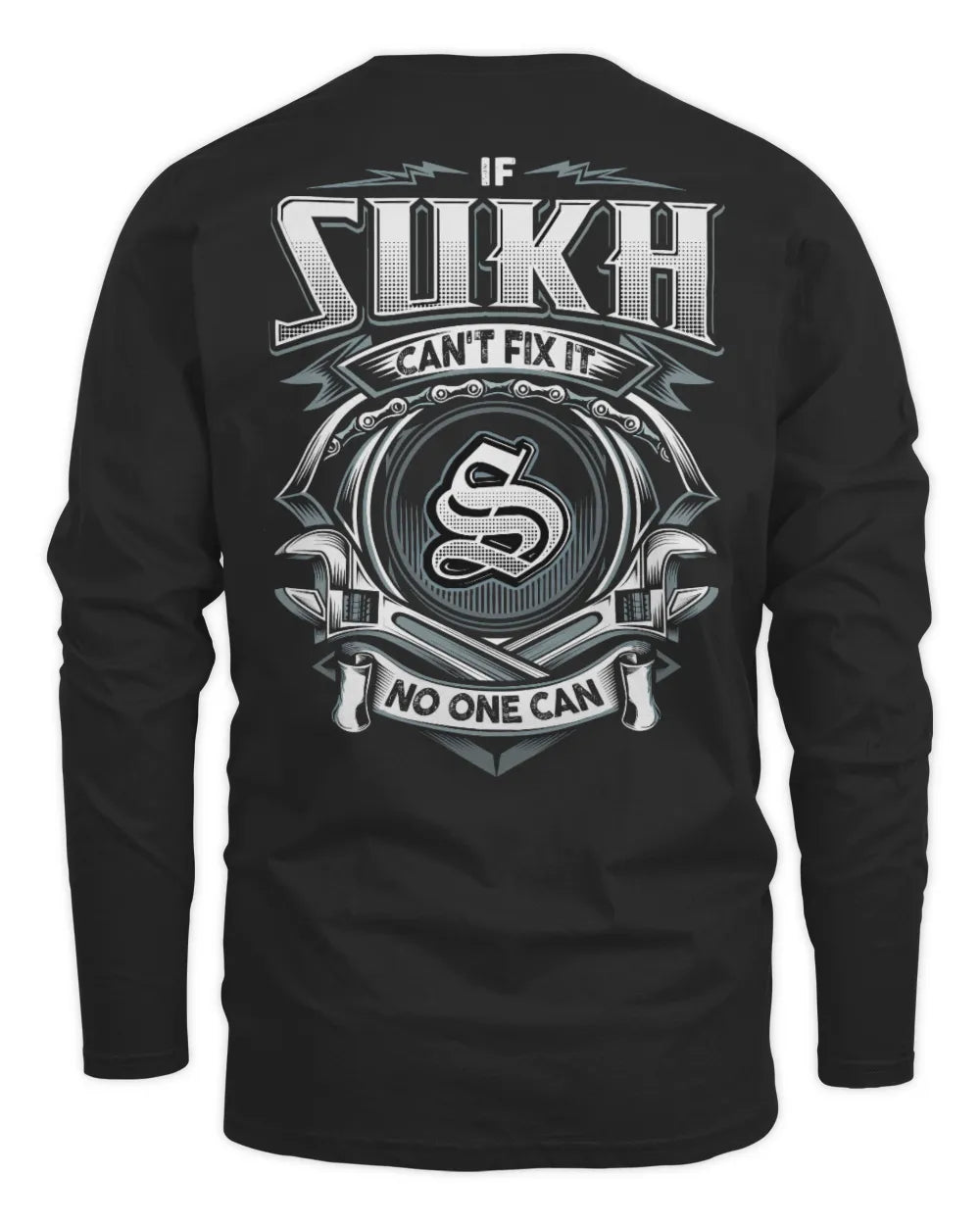SUKH AP81-K4-626 - Personalized Ahmed Quote Apparel “If Ahmed Can't Fix It, No One Can” - Men's Long Sleeved T-Shirt - Black