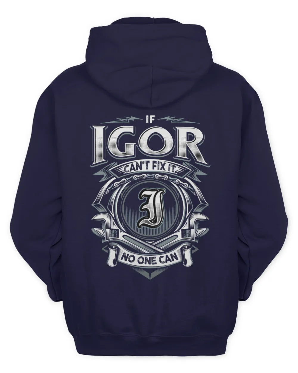 IGOR AP81-K4-626 - Personalized Ahmed Quote Apparel “If Ahmed Can't Fix It, No One Can” - Unisex Hoodie - Navy