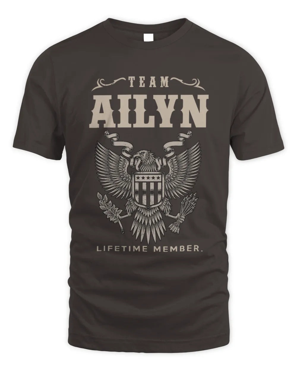AILYN TP06-K82 – Personalized Classic Style Apparel “Team NAME Lifetime Member” - Unisex Standard T-Shirt - Dark Chocolate