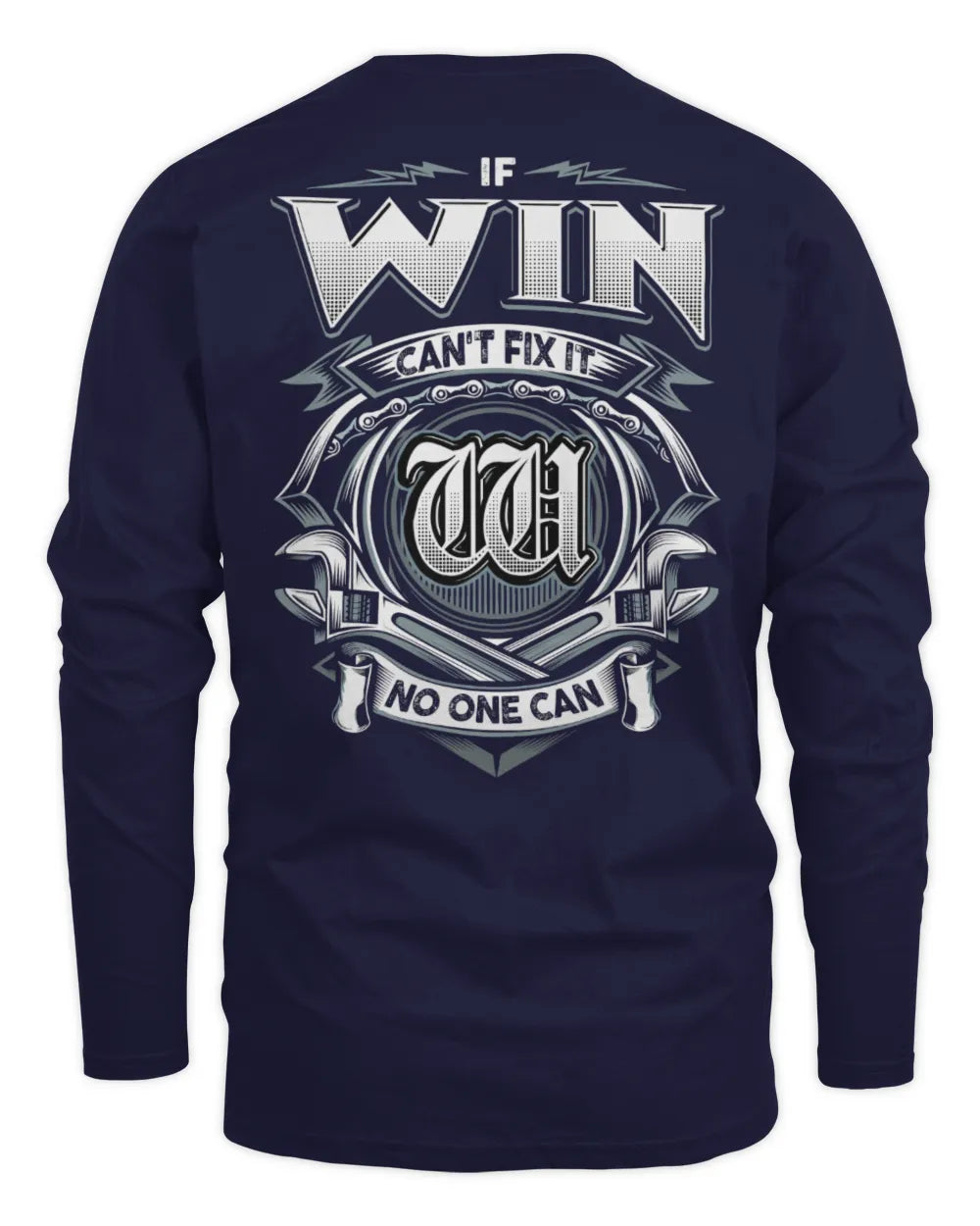 WIN AP81-K4-626 - Personalized Ahmed Quote Apparel “If Ahmed Can't Fix It, No One Can” - Men's Long Sleeved T-Shirt - Navy