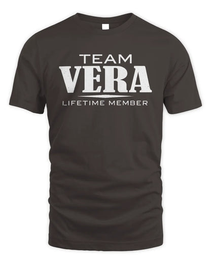 VERA BL62-K4-128 - Personalized “Team NAME Lifetime Member” - Unisex Standard T-Shirt - Dark Chocolate