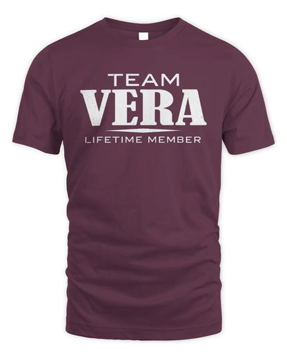 VERA BL62-K4-128 - Personalized “Team NAME Lifetime Member” - Unisex Standard T-Shirt - Maroon