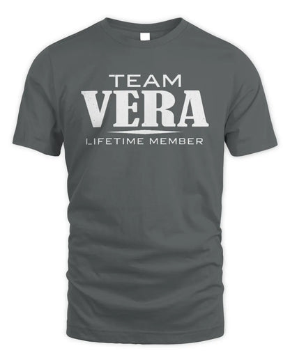 VERA BL62-K4-128 - Personalized “Team NAME Lifetime Member” - Unisex Standard T-Shirt - Charcoal
