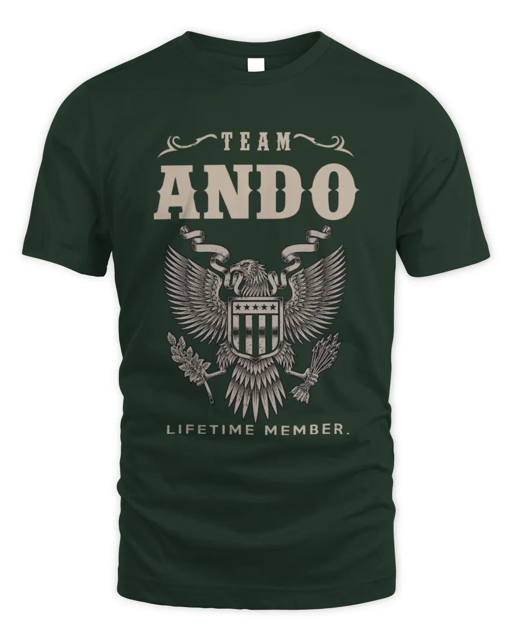 ANDO TP06-K82 – Personalized Classic Style Apparel “Team NAME Lifetime Member” - Unisex Standard T-Shirt - Forest Green