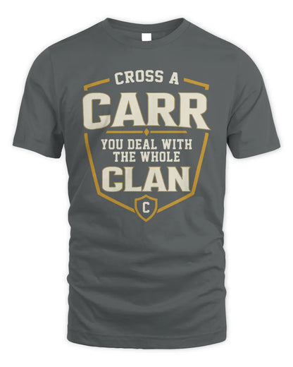 CARR NT1-K008 Cross A/An NAME, You Deal With the Whole Clan | Personalized Vintage T-Shirt - Unisex Standard T-Shirt - Charcoal