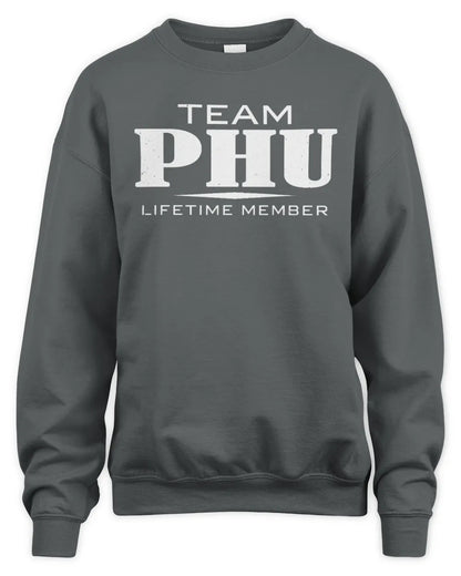 PHU BL62-K4-128 - Personalized “Team NAME Lifetime Member” - Unisex Sweatshirt - Charcoal