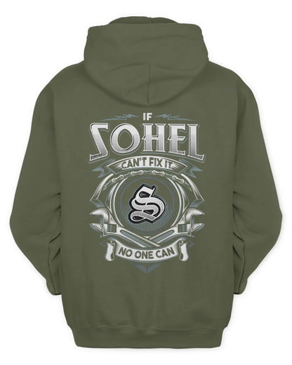 SOHEL AP81-K4-626 - Personalized Ahmed Quote Apparel “If Ahmed Can't Fix It, No One Can” - Unisex Hoodie - Military Green