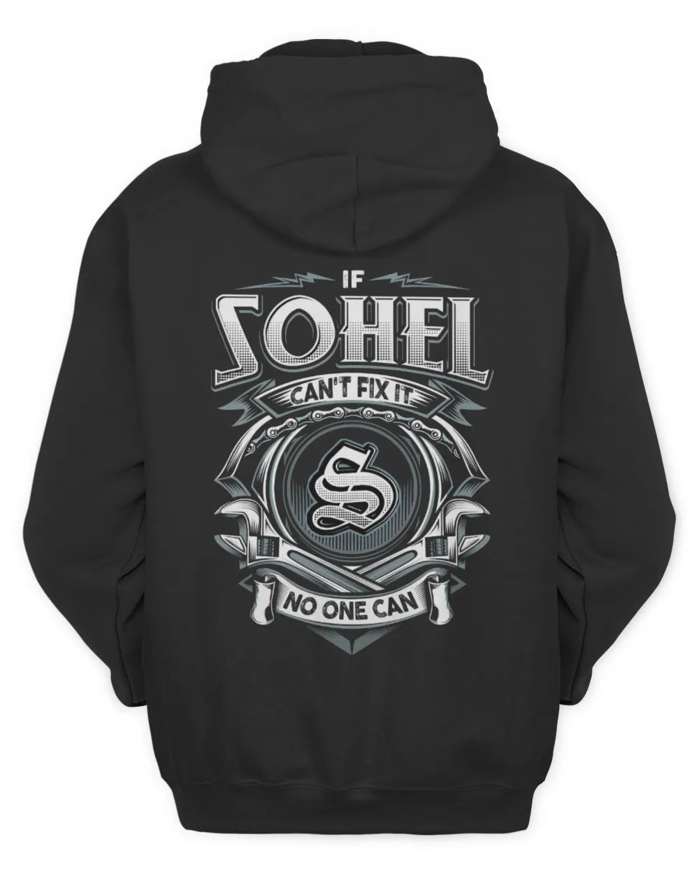 SOHEL AP81-K4-626 - Personalized Ahmed Quote Apparel “If Ahmed Can't Fix It, No One Can” - Unisex Hoodie - Black