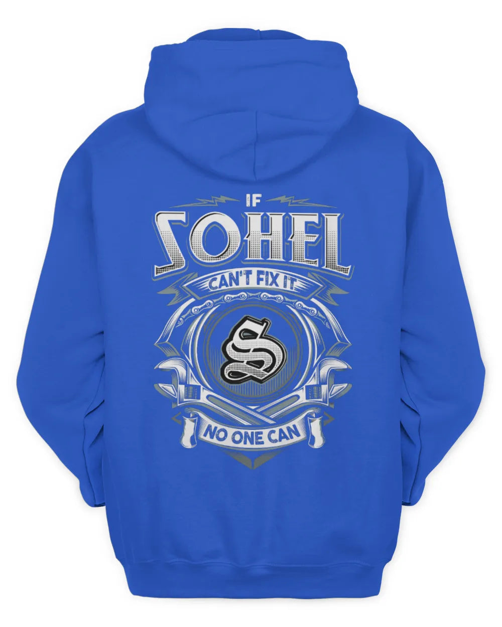 SOHEL AP81-K4-626 - Personalized Ahmed Quote Apparel “If Ahmed Can't Fix It, No One Can” - Unisex Hoodie - Royal